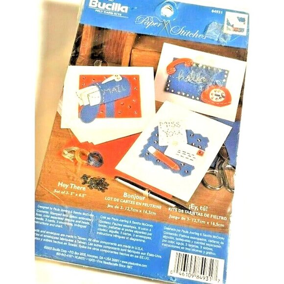 Bucilla Felt Card Kit #84931 2003 Hey There Paper Stitches 3-Set Crafts Vintage - Picture 1 of 3
